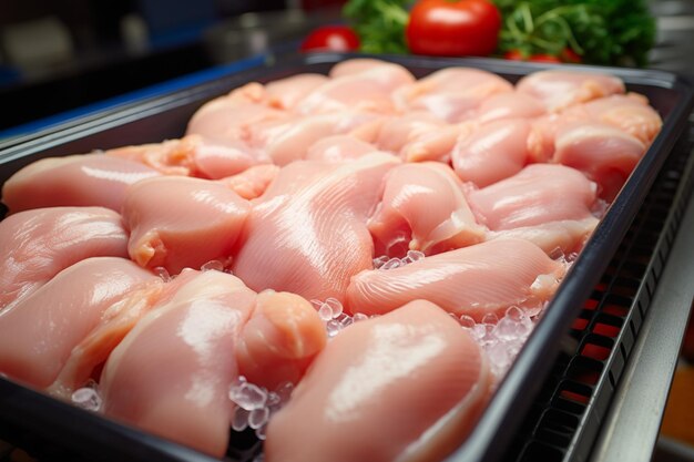 Foto proceso de producción de carne de pollo desde la granja hasta la transformación