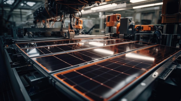 Proceso de producción de paneles solares en fábricas avanzadas en interiores