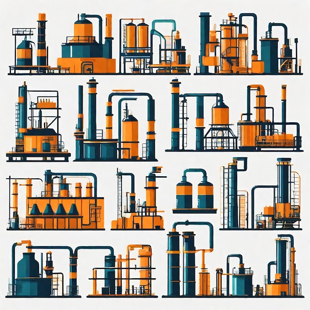 Proceso de producción de refinería de petróleo