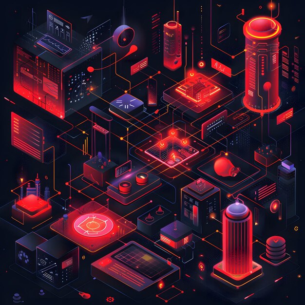 Foto procesos de datos abstractos de la fábrica de tecnología oscura