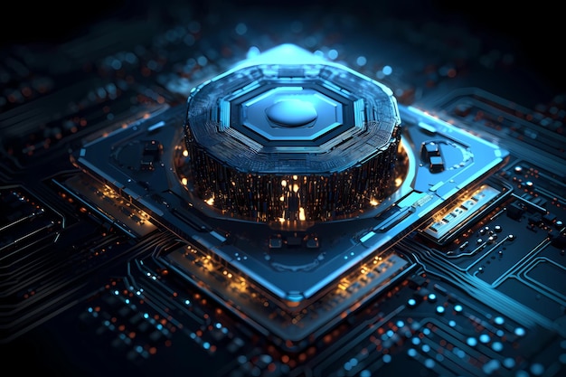Processador de placa de chip de microchip de nanotecnologia Tecnologia de computação futurista de nanoeletrônicos