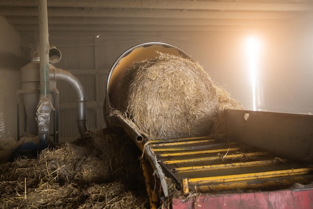 Processamento de feno para biomassa na fazenda