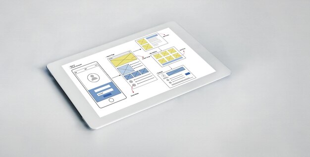 Foto processo de design de interface do usuário ux para aplicativos móveis e sites modernos