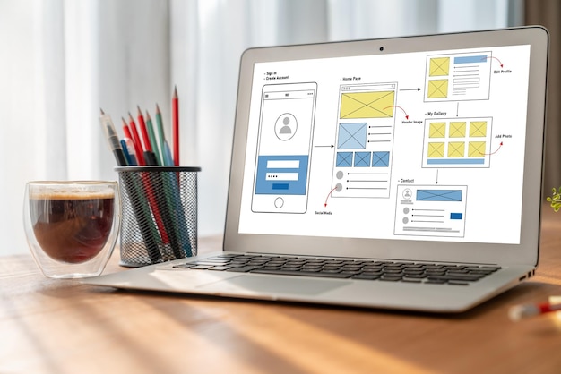 Processo de design de interface do usuário UX para aplicativos móveis e sites modernos