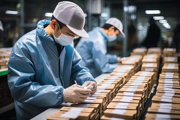 processo de fabrico numa fábrica moderna chinesa, incluindo linhas de montagem, controlo de qualidade, gerado com IA