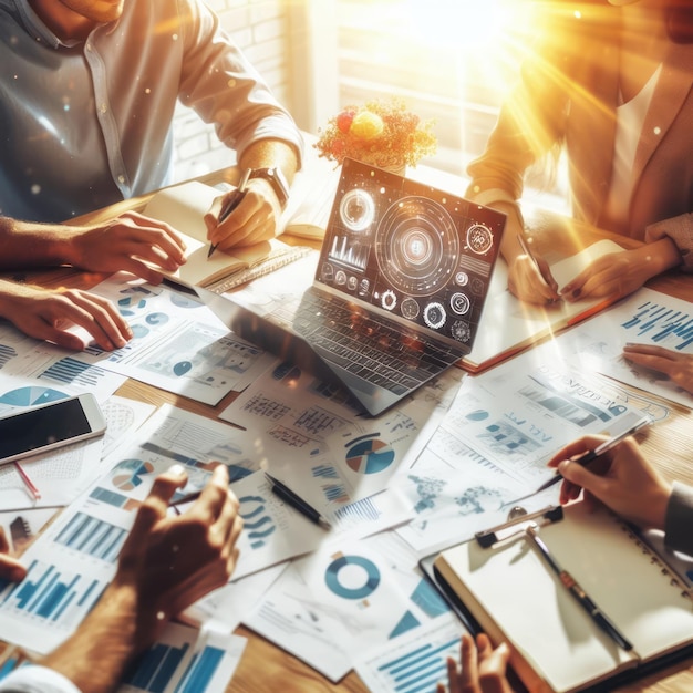 Processo de trabalho em equipe Estratégia de marketing Brainstorming Trabalho de papel e digital em espaço aberto