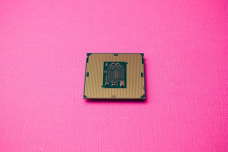 Foto processor for computer isolated on a colored background