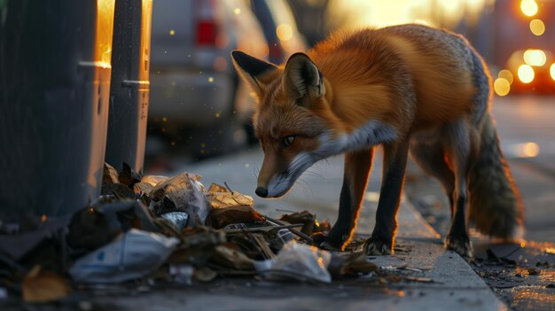 Foto procurando comida na hora de ouro na busy fox city street