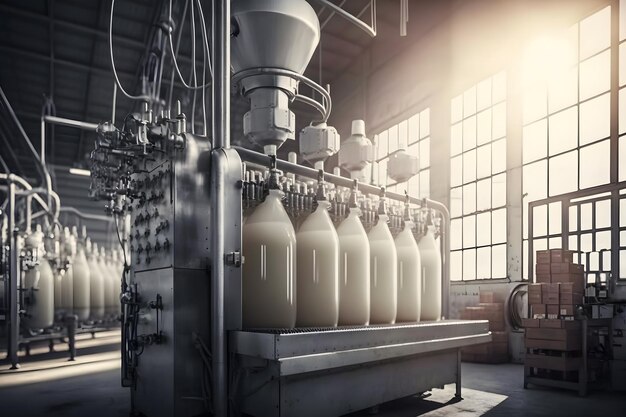 Produção de leite em uma fábrica Rede neural AI gerada