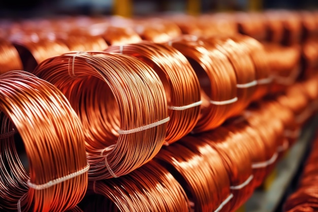Producción de cables de alambre de cobre en bobinas de la planta industrial de acero metálico