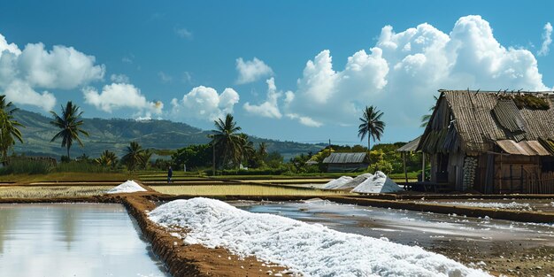 Producción de sal en una isla tropical en el Océano Índico