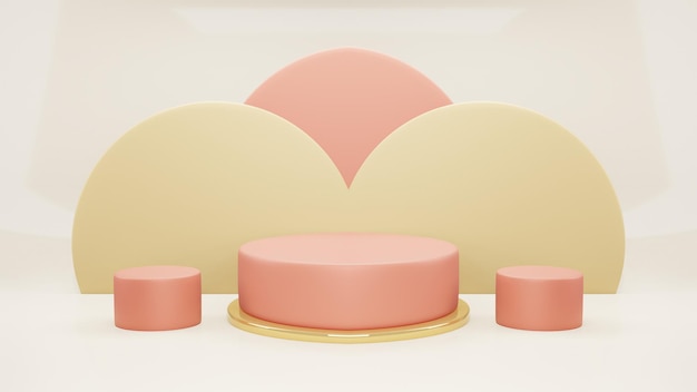 Producto 3D decorar espacio de texto de presentación y podio con estilo oro rojo Fondo cosmético mínimo para la presentación del producto Ilustración de renderizado 3d Aislamiento de objetos