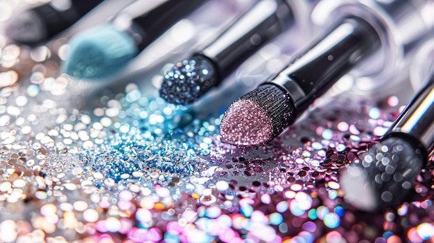 Producto de belleza y cosméticos textura maquillaje brillo brillante rubor sombra de ojos polvo como fondo cosmético de lujo abstracto