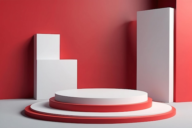 Producto de fondo en 3D que muestra una escena de pedestal con plataforma geométrica Rendering vectorial de fondo 3D con podio Exhibición de productos cosméticos