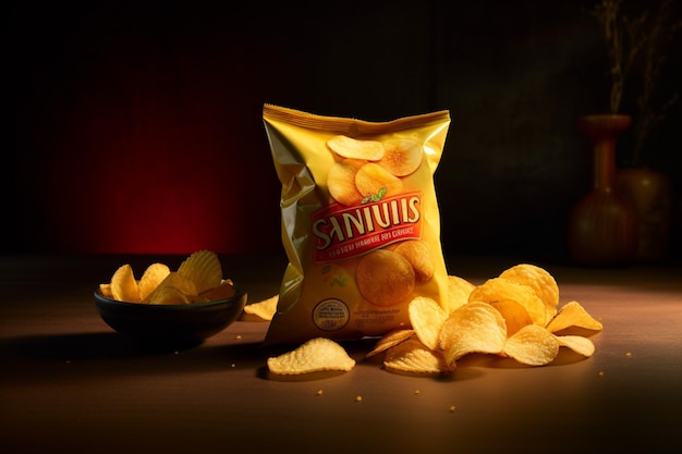 Foto producto fotorrealista chip de fotografía de alimentos