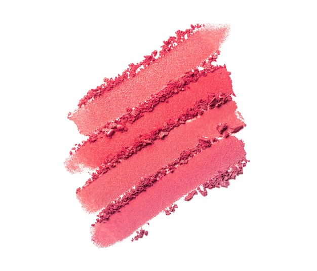 Producto de maquillaje muestra de trazo de pincel rosa fucsia rubor o sombra de ojos mancha