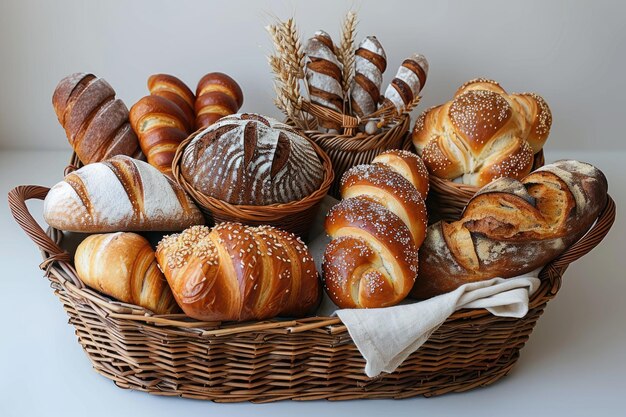 producto de panadería fresco con canasta fotografía de alimentos de publicidad profesional