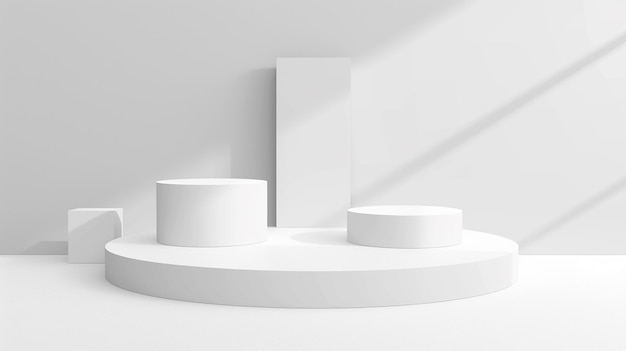 Producto para plataforma de visualización para diseño blanco producto de soporte largo corredor fondo renderización 3D