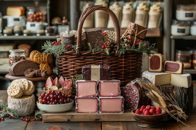 productos de bocadillos frescos con canasta fotografía de alimentos de publicidad profesional