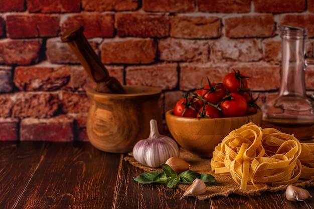 Foto productos para cocinar pasta sabrosa