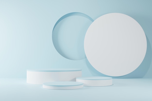 Productos de fondo 3d Mostrar escenas de pedestal con plataformas geométricas fondo blanco con podio Stand para mostrar productos cosméticos en el escenario 3d render 3d ilustración