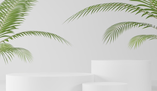 Productos de fondo 3d Mostrar escenas de pedestal con plataformas geométricas fondo blanco con podio Stand para mostrar productos cosméticos en el escenario 3d render 3d ilustración