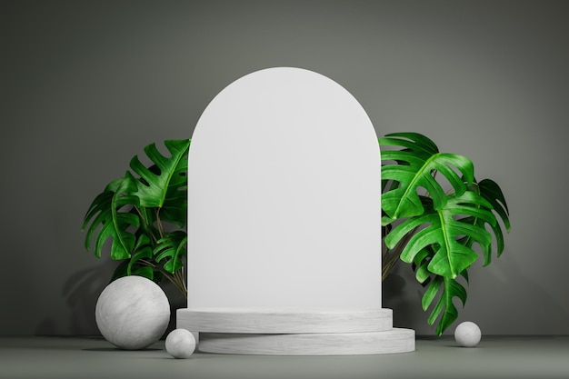Productos de fondo 3d Mostrar escenas de pedestal con plataformas geométricas fondo blanco con podio Stand para mostrar productos cosméticos en el escenario 3d render 3d ilustración