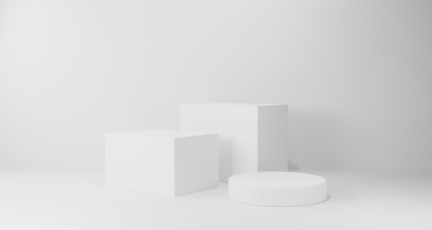 Productos de fondo 3d Muestre escenas de pedestal con plataformas geométricas fondo blanco con podio Soporte para mostrar productos cosméticos en el escenario Representación 3D