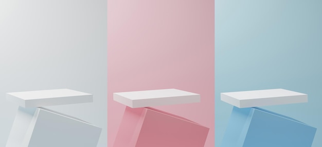 Productos de fondo 3d Muestre escenas de pedestal con plataformas geométricas con podio Stand para mostrar productos cosméticos en el escenario 3d render 3d ilustración