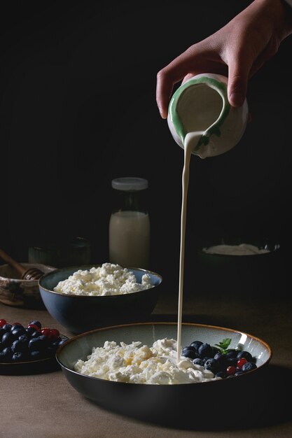 Productos lácteos para el desayuno.