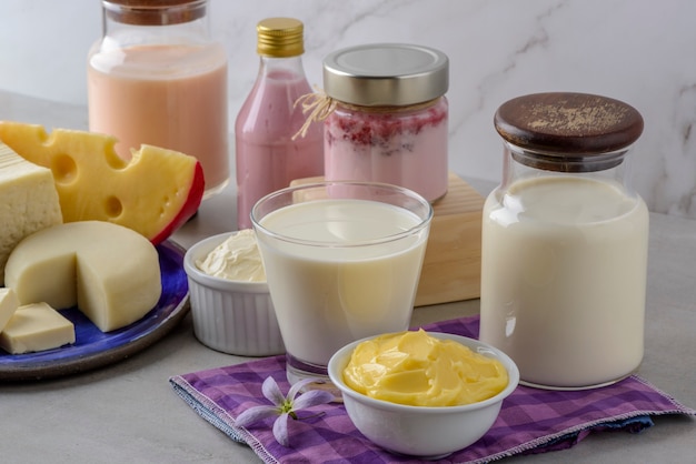 Foto productos lácteos. leche y derivados.