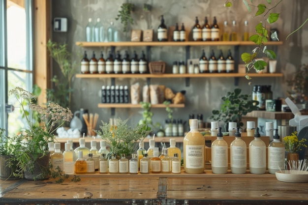 Foto productos de limpieza ecológicos en la tienda ia generativa