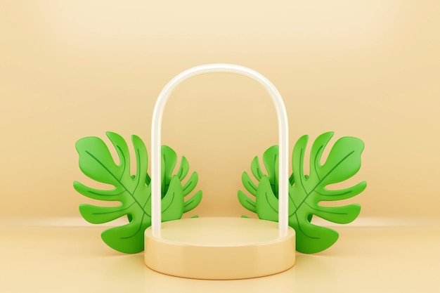 Los productos muestran la escena del podio verde con para la presentación del producto3d