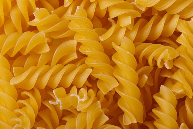 Productos de pasta en forma de un primer plano de textura espiral