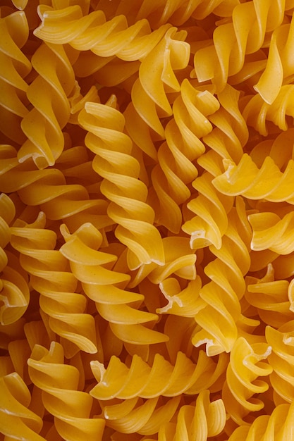 Productos de pasta en forma de un primer plano de textura espiral