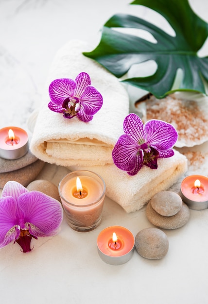 Productos de spa con orquídeas