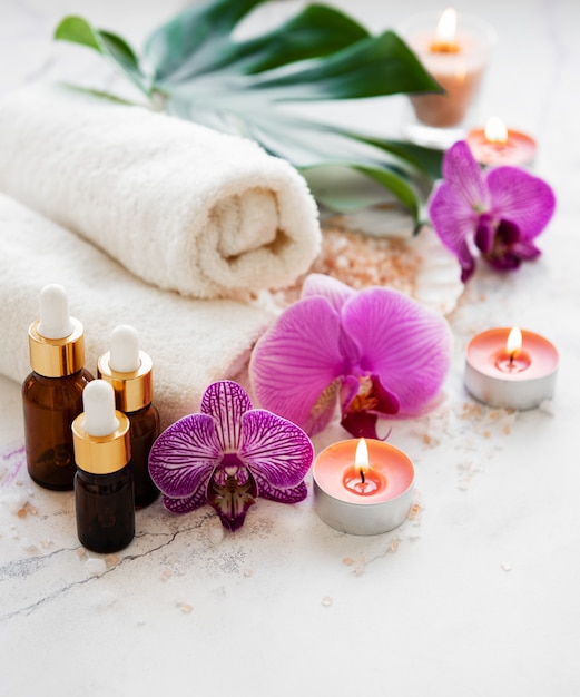 Productos de spa con orquídeas