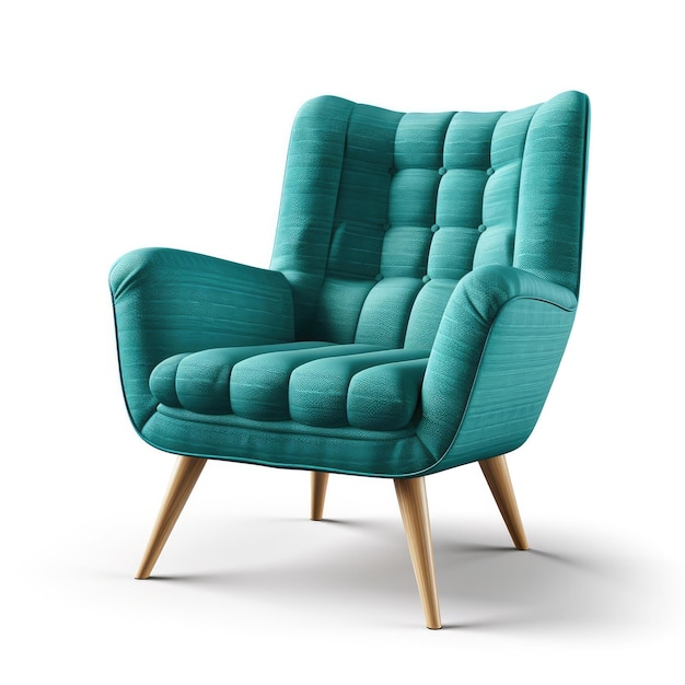 Productview Teal Mid Century Modernmchair On White Background Generative AI