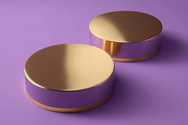 Produktanzeige Gold rundes Podium auf lila Hintergrund 3D