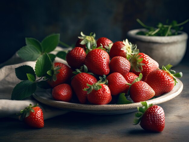 Produktbild eines appetitvollen Tisches mit frischen Erdbeeren