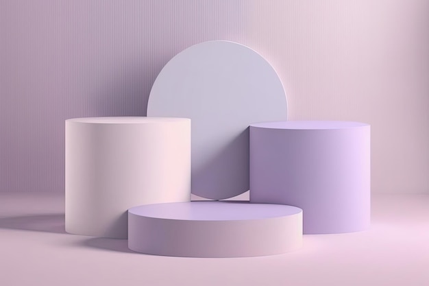 Produktdisplay Lavendel rund Podium Bühnenvitrine auf Podest Studio mit Podium 3D
