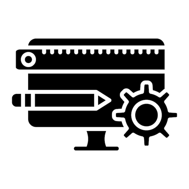 Foto produktmanagement-glyphe, solide schwarze illustration