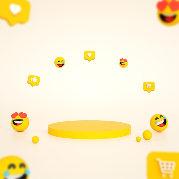 Produktpodest-Display mit Emojis-Szenen-Premium-Foto