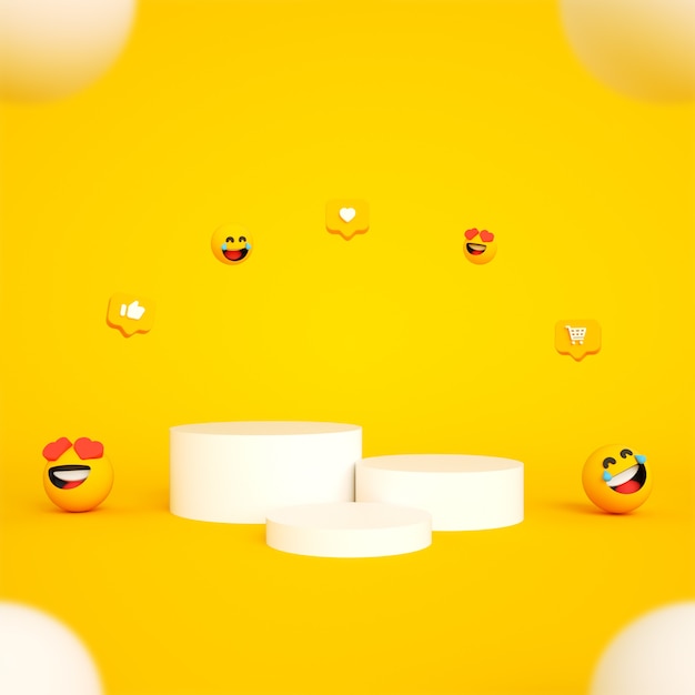 Produktpodest-Display mit Emojis-Szenen-Premium-Foto