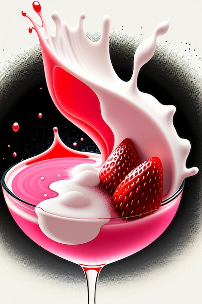 Produktpräsentation köstlicher Erdbeersaftgetränke und Fruchtgetränke