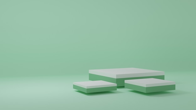 Produktständer im grünen Raum Studioszene für Produkt minimales Design3D-Rendering