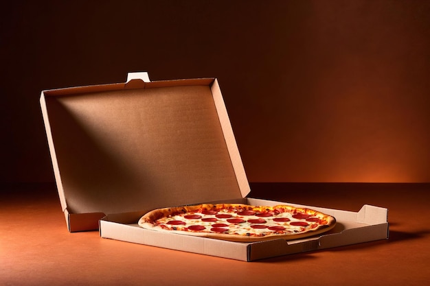 Produktverpackungs-Mockup-Foto von einem Werbe-Fotoshoot des Pizza-Box-Studios