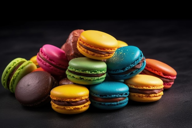 Produto de confeitaria macaron colorido Generative AI