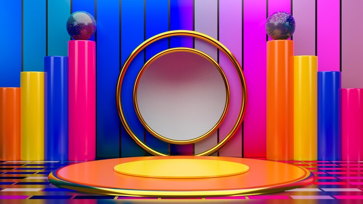 produto de exibição de pódio 3D em fundo colorido