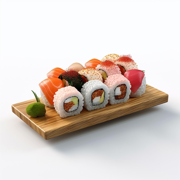 Produto de sushi em um fundo branco Generative ai